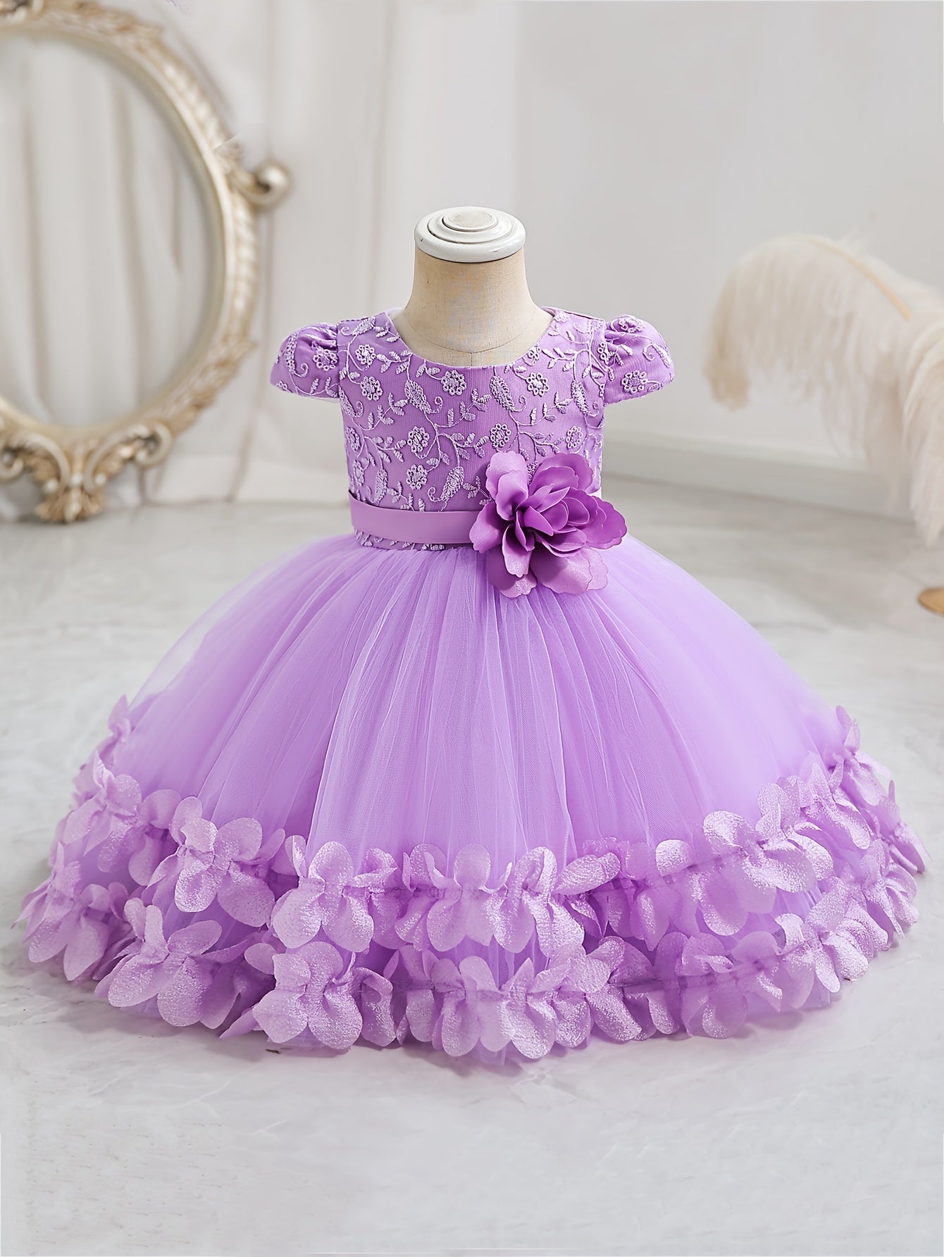 Cute Baby Girls Kids Performance Dress, Lace Princess Dress, Holiday Puffy Skirt Gauze Dress, One Year Old Birthday Dress, Performance Clothes