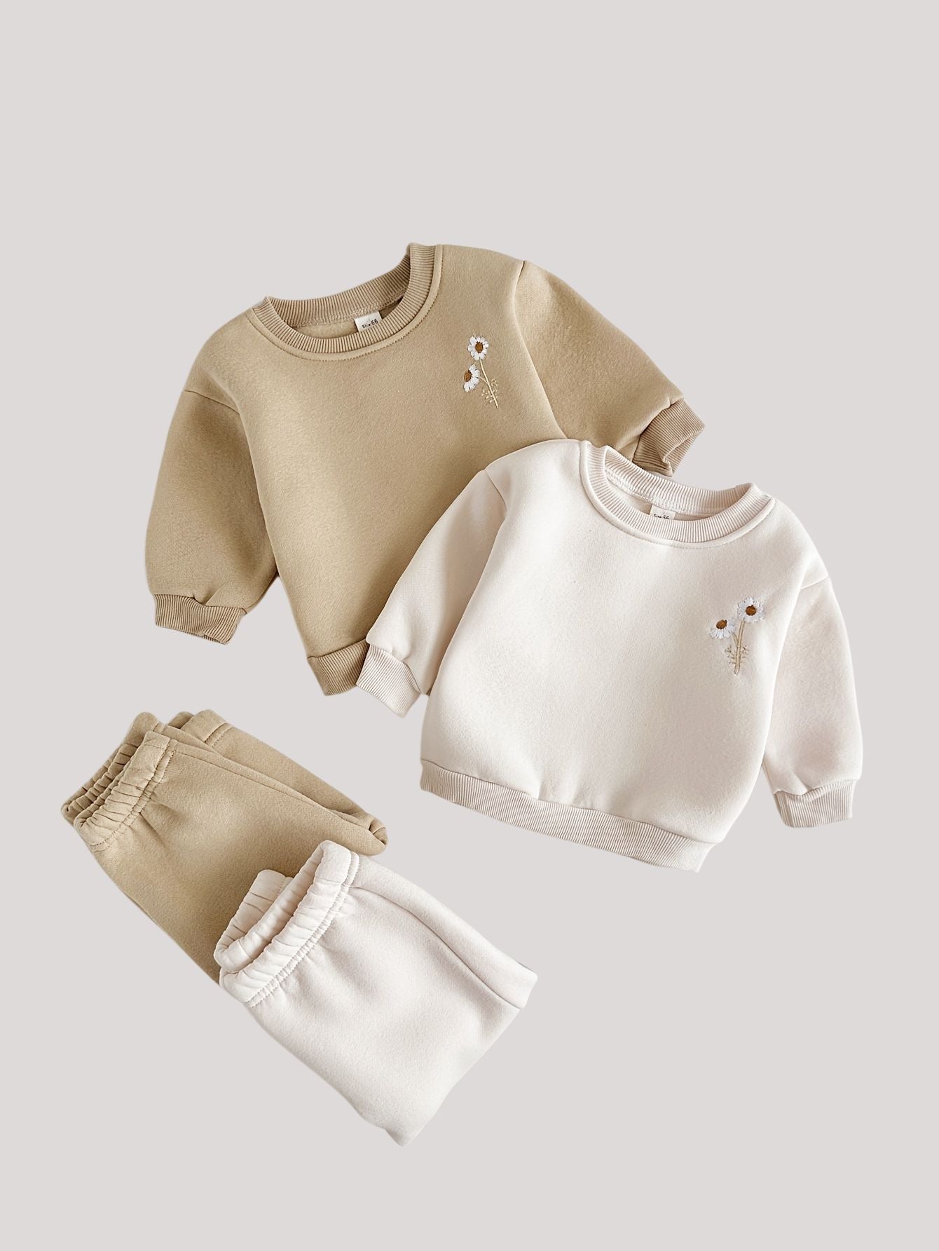 Daisy Embroidery, Long-sleeved Tops And Pants