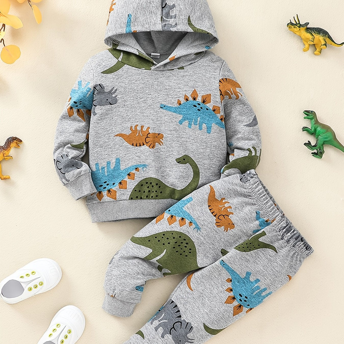 Boys Dinosaur Print Pullover Hoodie + Pants Outdoor Set Outfit Baby outdoor clothes