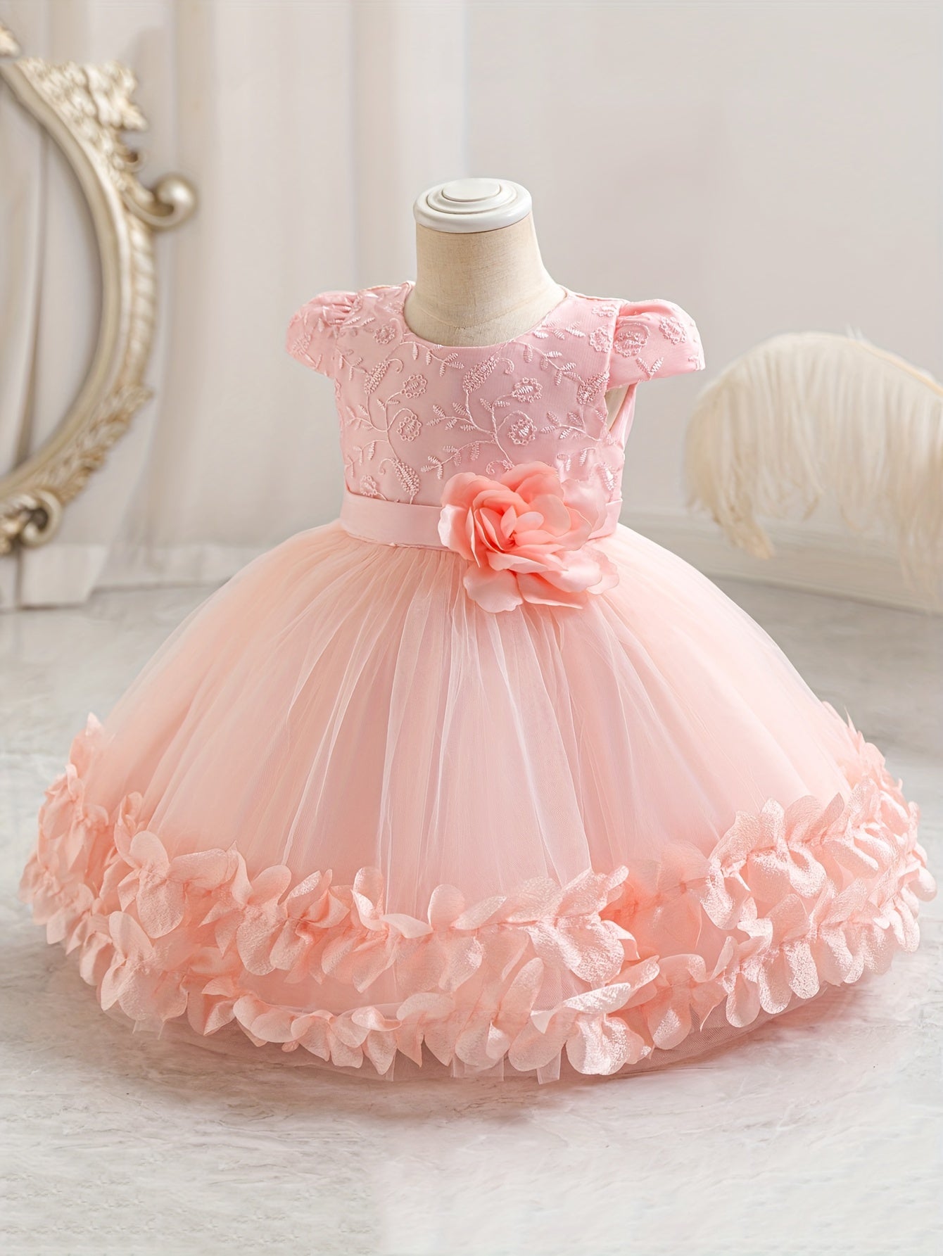 Cute Baby Girls Kids Performance Dress, Lace Princess Dress, Holiday Puffy Skirt Gauze Dress, One Year Old Birthday Dress, Performance Clothes