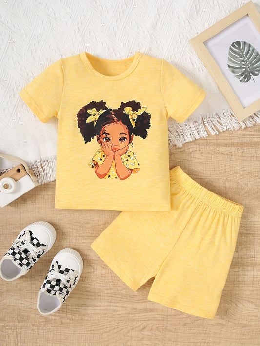 Adorable Cartoon Doll Summer Outfit for Girls