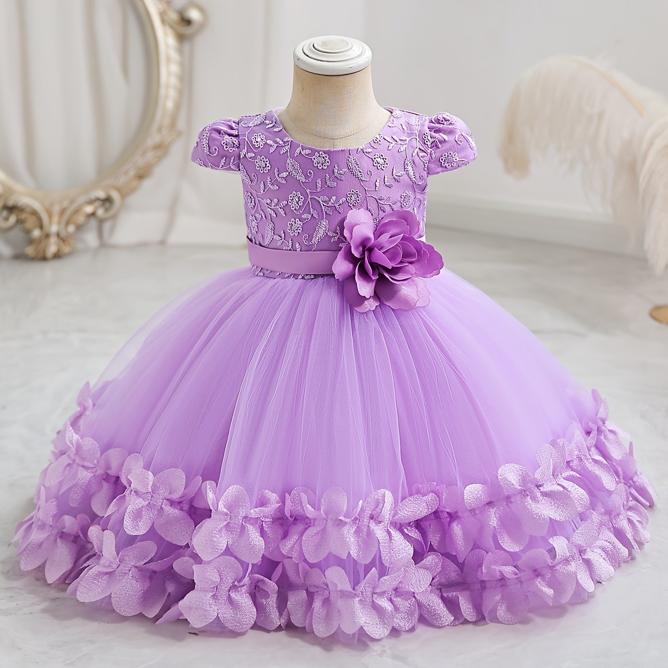 Cute Baby Girls Kids Performance Dress, Lace Princess Dress, Holiday Puffy Skirt Gauze Dress, One Year Old Birthday Dress, Performance Clothes