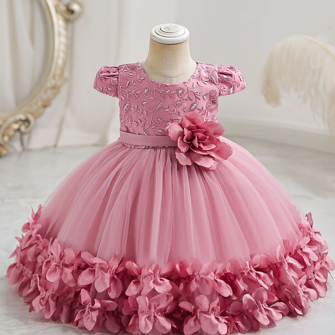 Cute Baby Girls Kids Performance Dress, Lace Princess Dress, Holiday Puffy Skirt Gauze Dress, One Year Old Birthday Dress, Performance Clothes