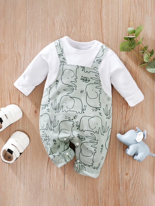 Cute Elephant Graphic Jumpsuits