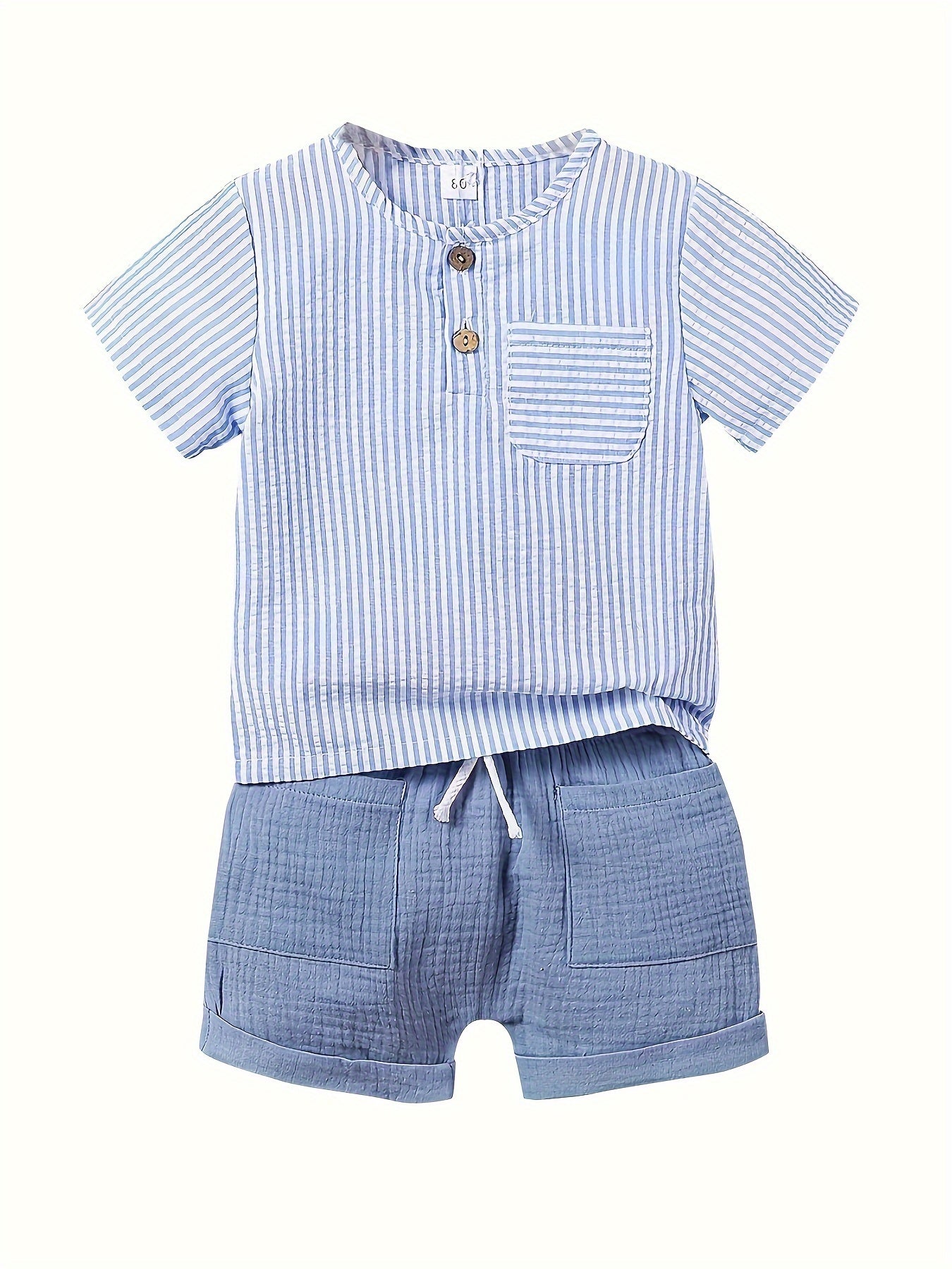 Vertical Stripe Pattern Casual Muslin Outfit