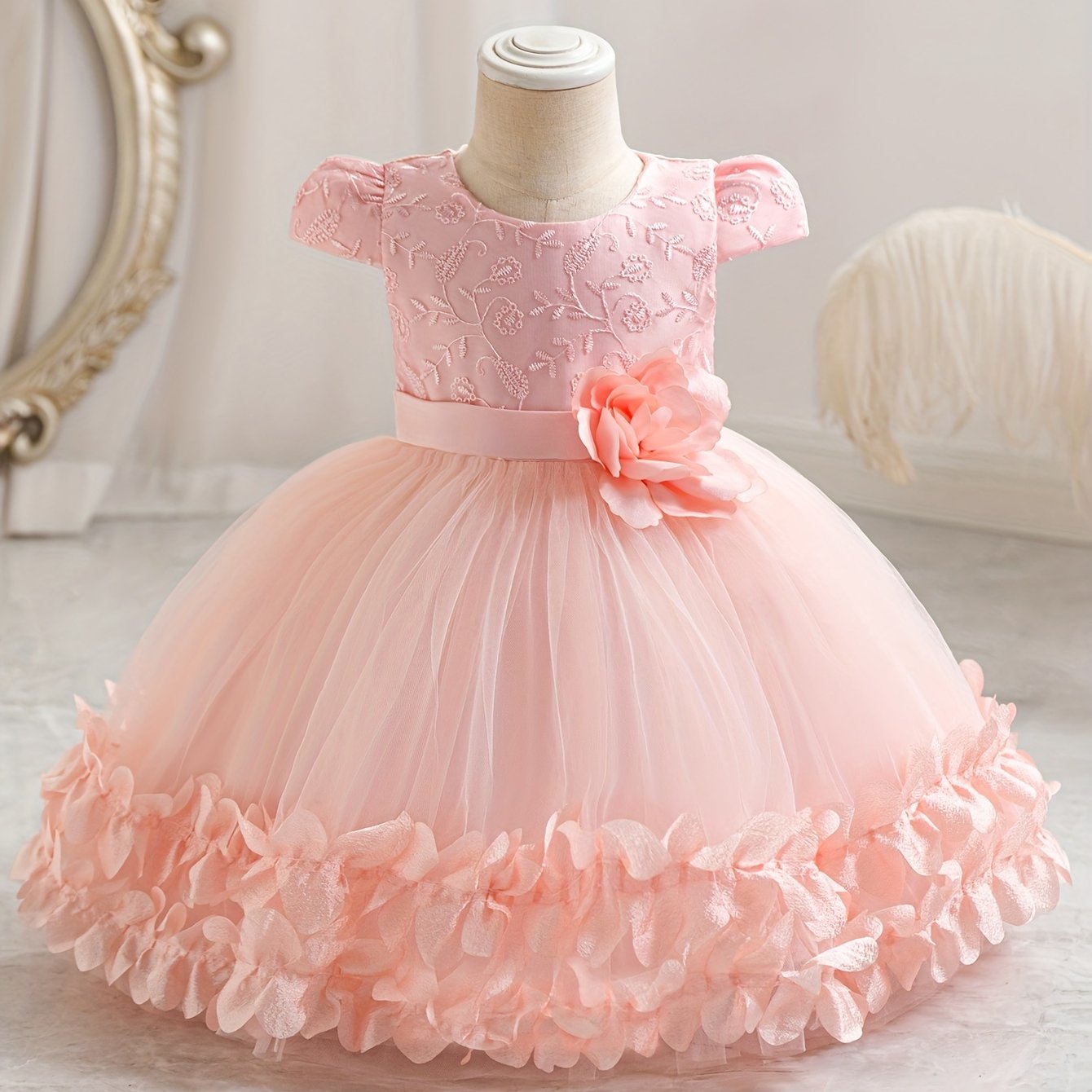 Cute Baby Girls Kids Performance Dress, Lace Princess Dress, Holiday Puffy Skirt Gauze Dress, One Year Old Birthday Dress, Performance Clothes