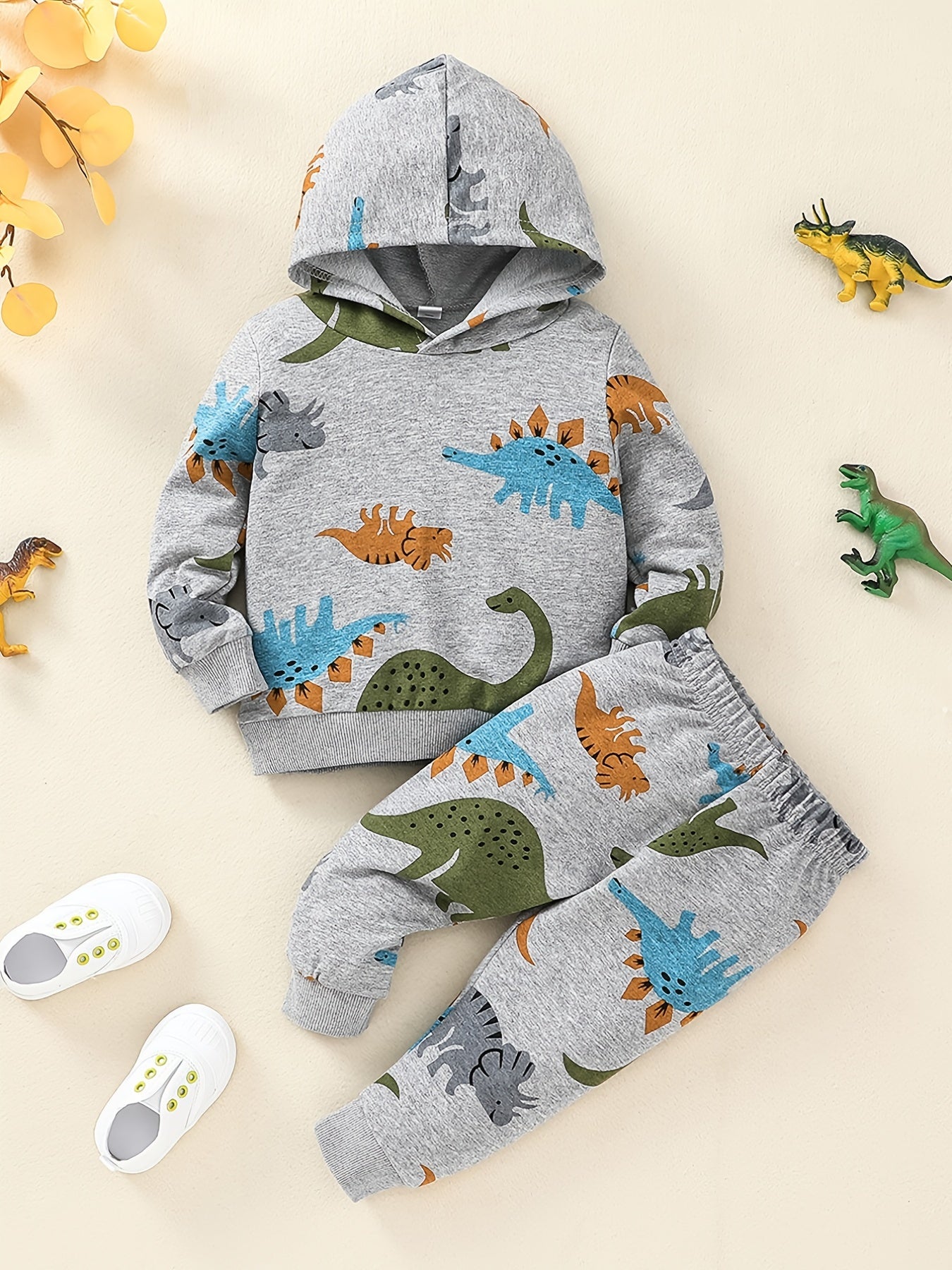 Boys Dinosaur Print Pullover Hoodie + Pants Outdoor Set Outfit Baby outdoor clothes