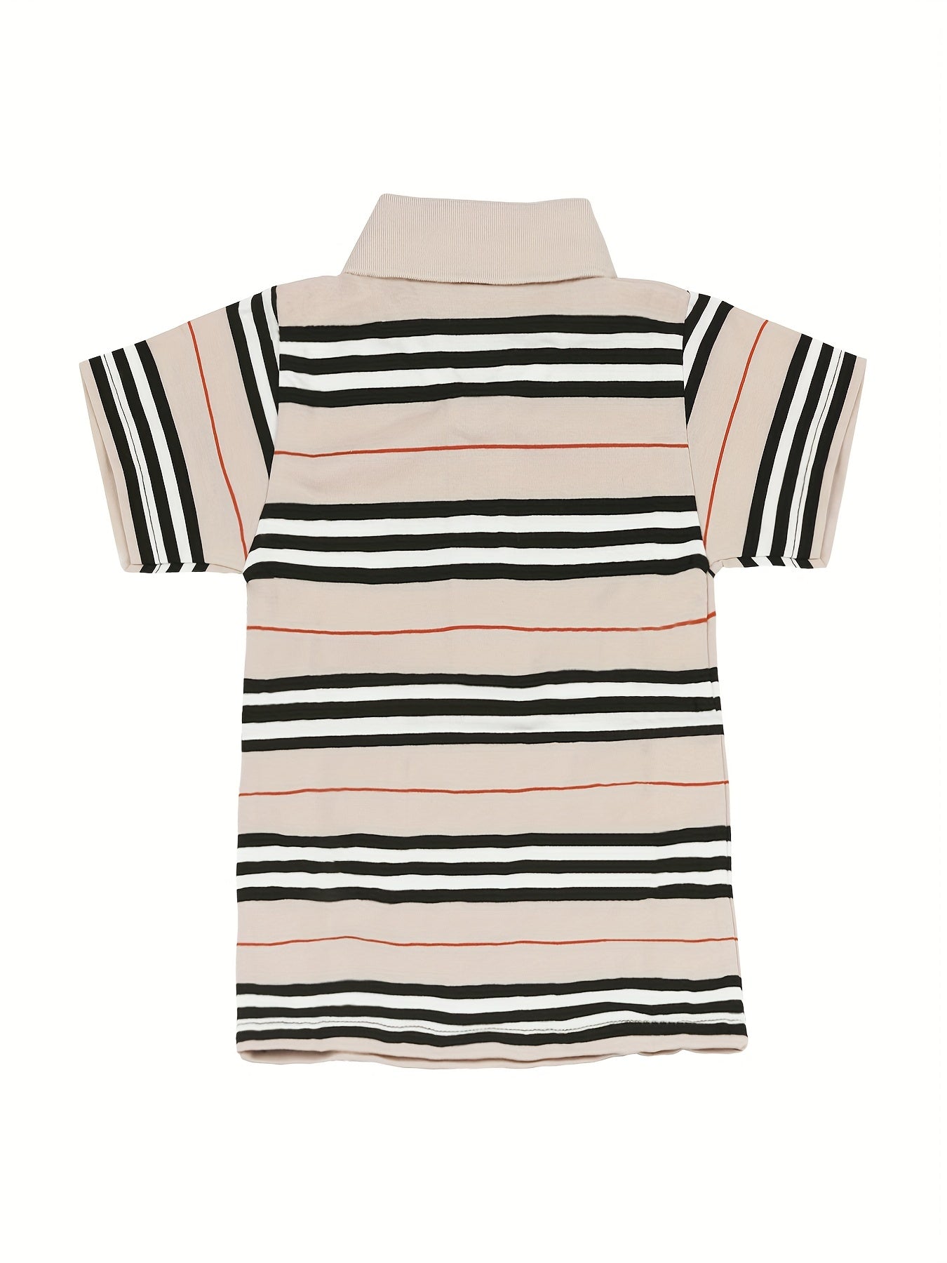 DEBAIJIA Boys' Striped Shirt - 100% Cotton, Breathable & Comfortable Short Sleeve Top with Blue and White Collar, Ideal for Summer