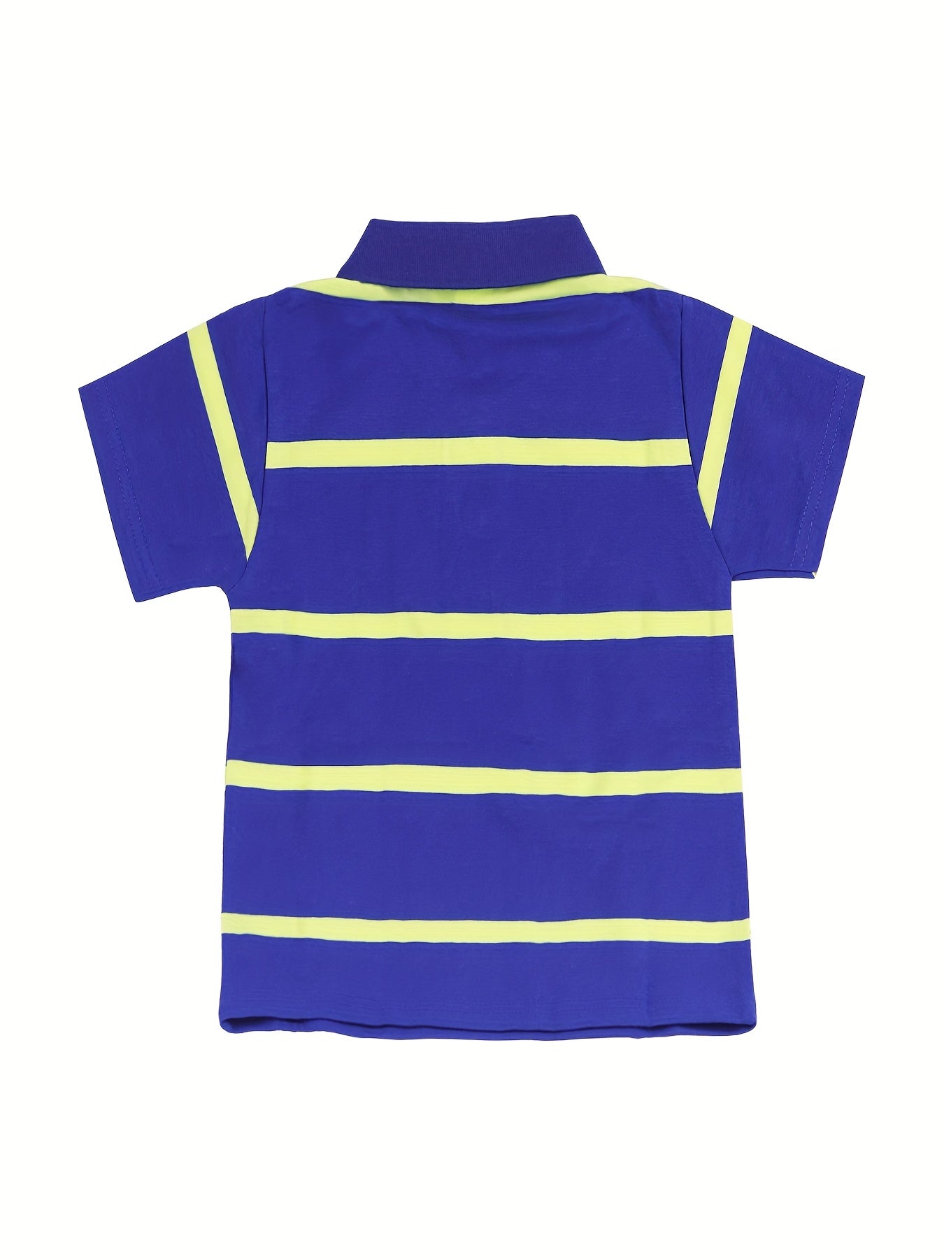 DEBAIJIA Boys' Striped Shirt - 100% Cotton, Breathable & Comfortable Short Sleeve Top with Blue and White Collar, Ideal for Summer