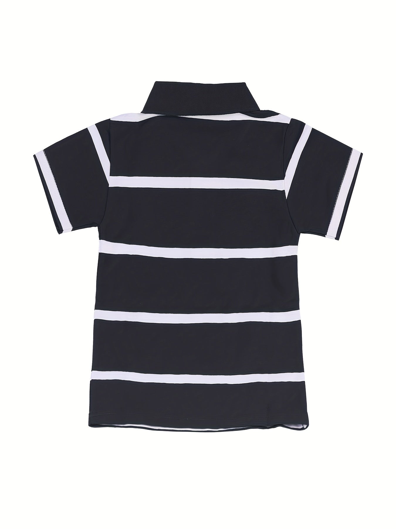 DEBAIJIA Boys' Striped Shirt - 100% Cotton, Breathable & Comfortable Short Sleeve Top with Blue and White Collar, Ideal for Summer