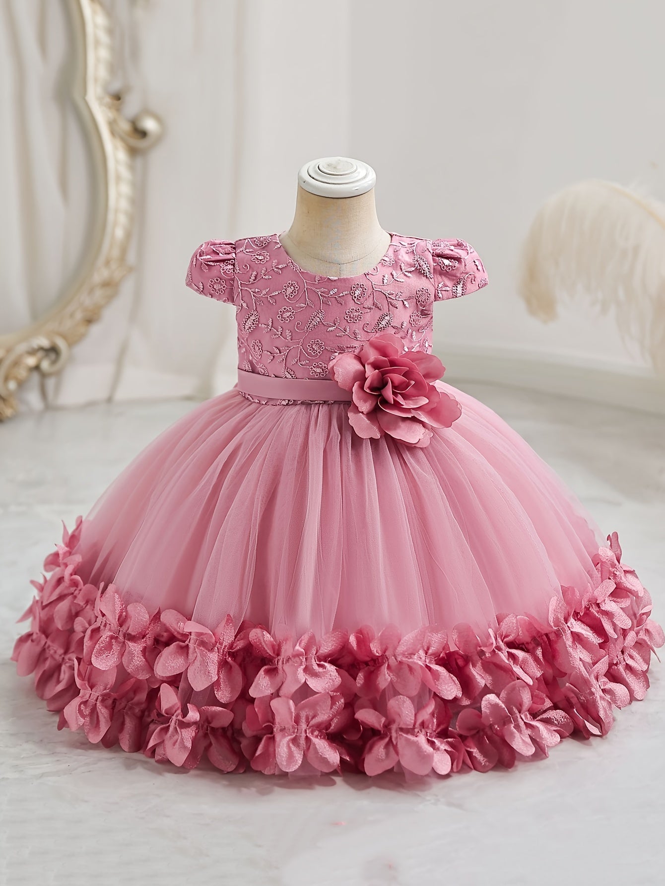 Cute Baby Girls Kids Performance Dress, Lace Princess Dress, Holiday Puffy Skirt Gauze Dress, One Year Old Birthday Dress, Performance Clothes